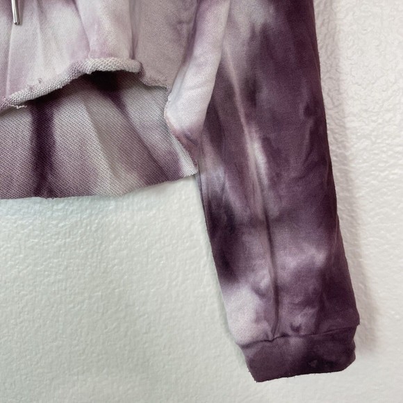 Rue 21 Cropped Tie Dye Jodie Hooded Sweatshirt Purple White Medium - Picture 5 of 13